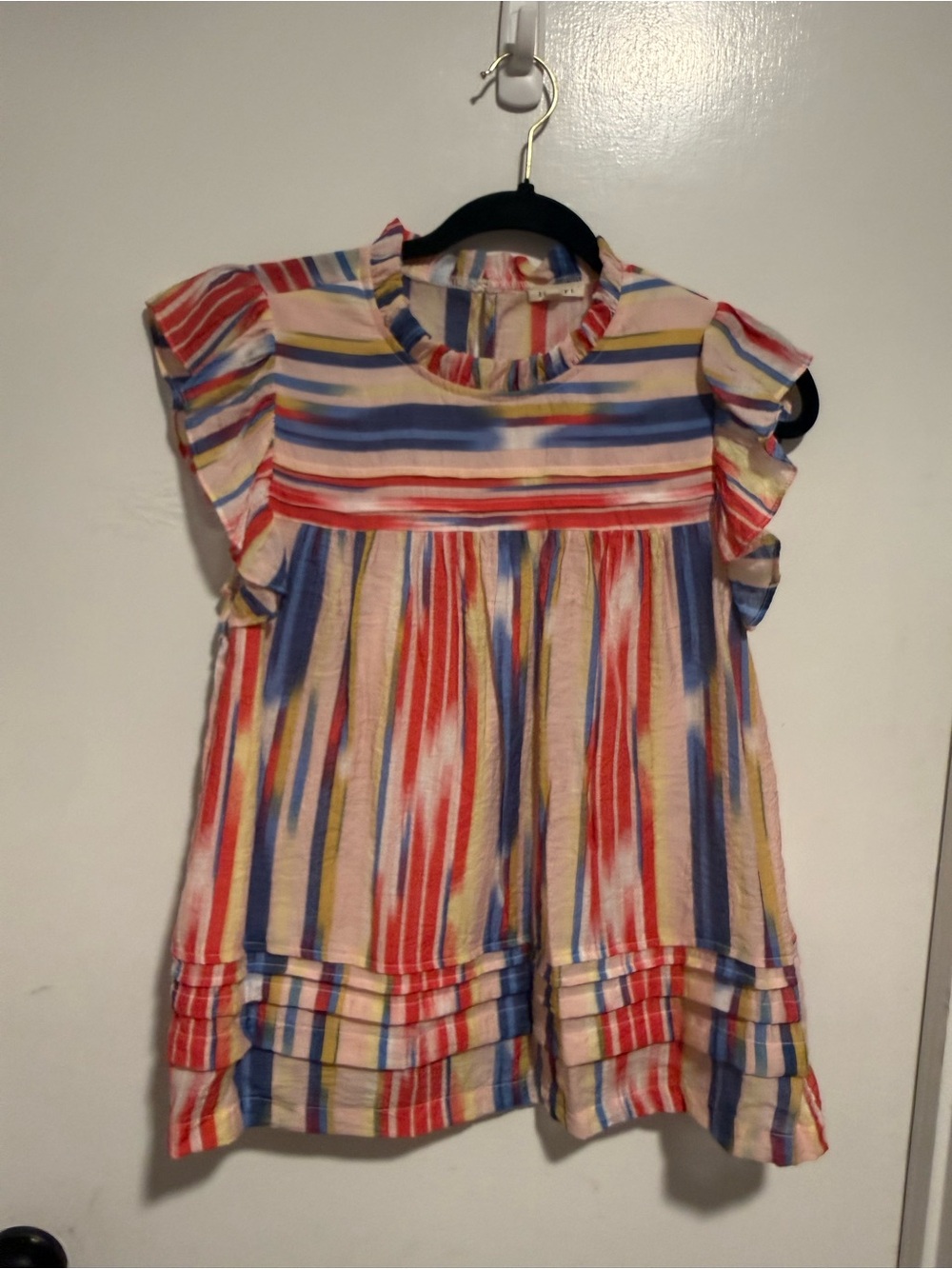 Multicolor Striped Ruffle Sleeve Dress Top